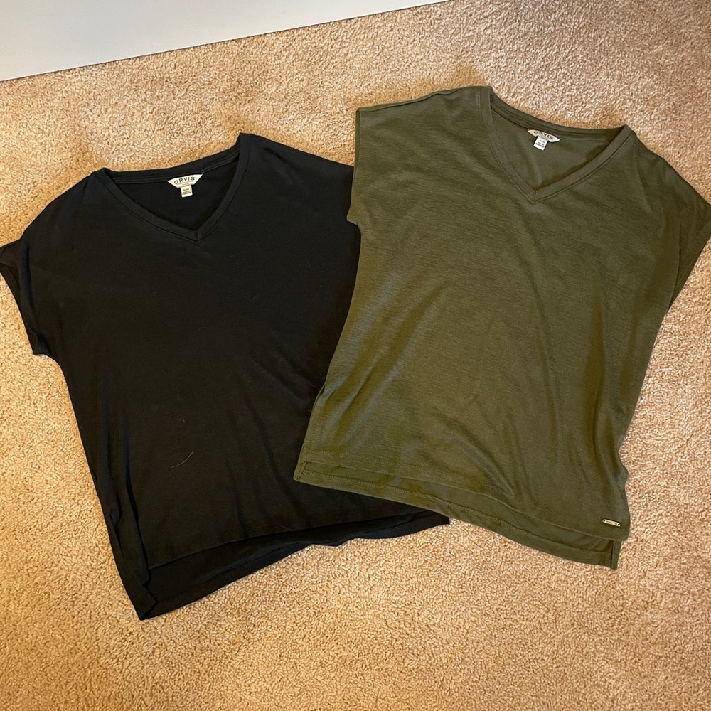 Orvis Dark Navy and Olive Green short sleeve t-shirt